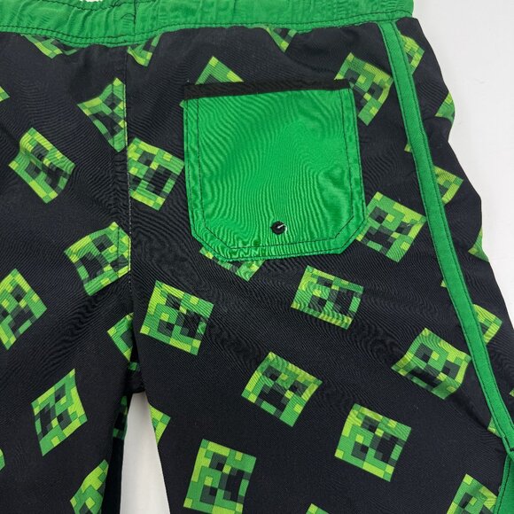 Minecraft Boys Swim Shorts Trunks Youth Small 6 7 Creeper Green Pool Mojang - Picture 4 of 9